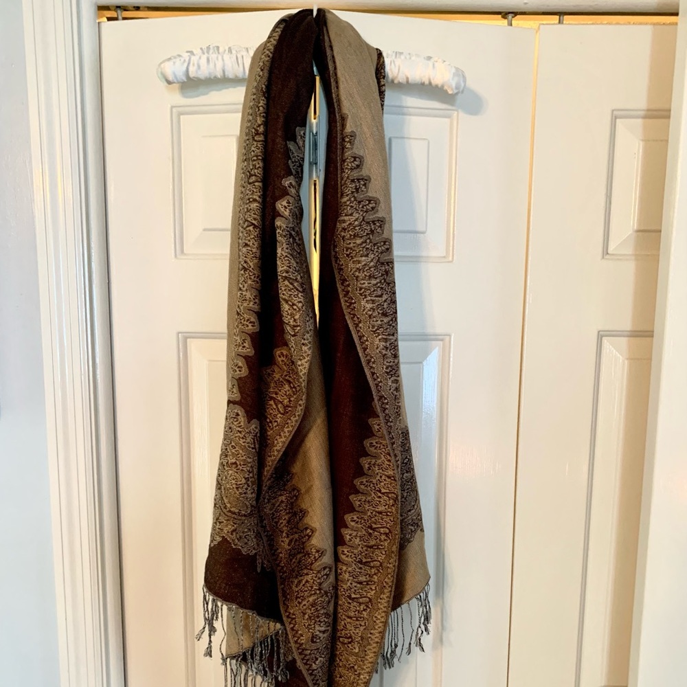 Brown and Tan Paisley Scarf